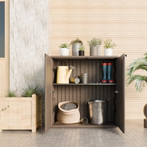 Indoor Outdoor Storage Cabinet Waterproof with 1 Shelf