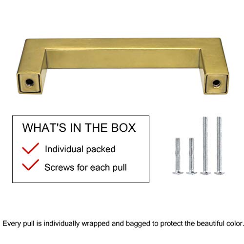 20 Pack 5 Inch Gold Cabinet Handles Brushed Brass Drawer Pulls
