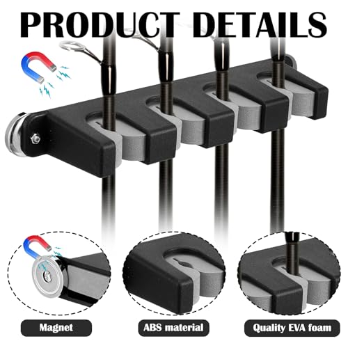 2 Pcs Magnetic Fishing Rod Holder for Car Fishing Pole Rack Vertical Rod Storage Holders for Truck Bed Boat Wall Garage Door (2 Count)