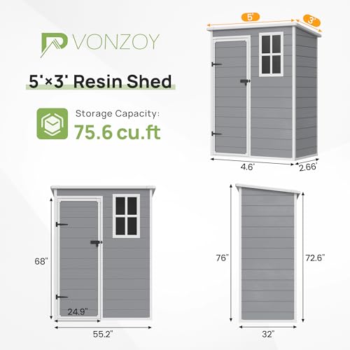 Outdoor Plastic Storage Shed with Floor