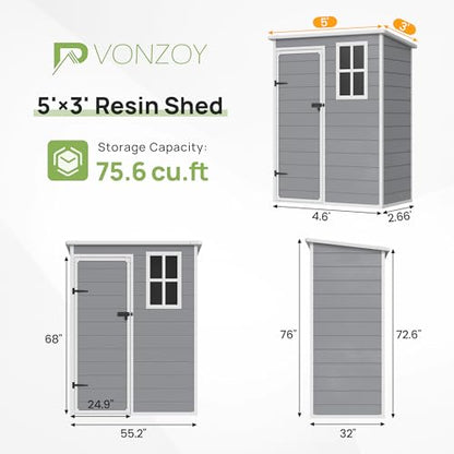 Outdoor Plastic Storage Shed with Floor