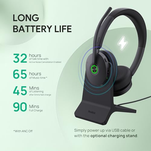 BH74 with Stand ANC Wireless Headset with Microphone for PC