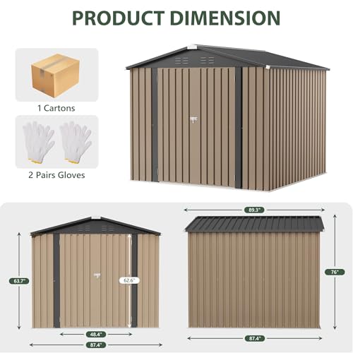 8x8 FT Outdoor Storage Shed