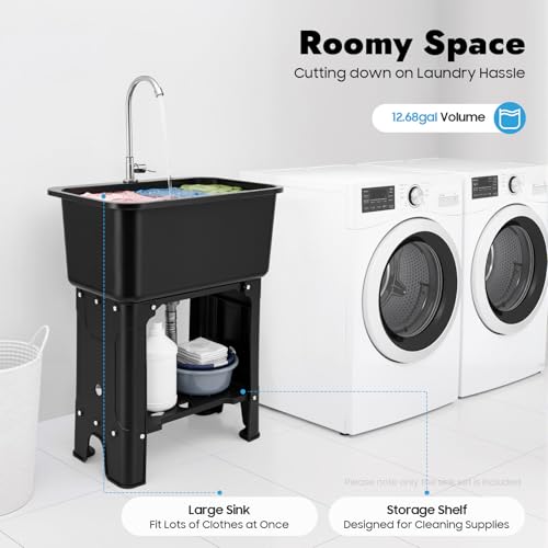 Free Standing Utility Sink with Washboard Laundry Tub Sink for Outdoor
