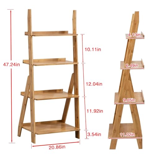 Bamboo Ladder Shelf Bookcase
