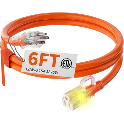6FT 12 Gauge Extension Cord Orange