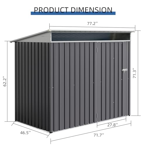 JY QAQA 6x4 FT Metal Outdoor Garden Storage Shed