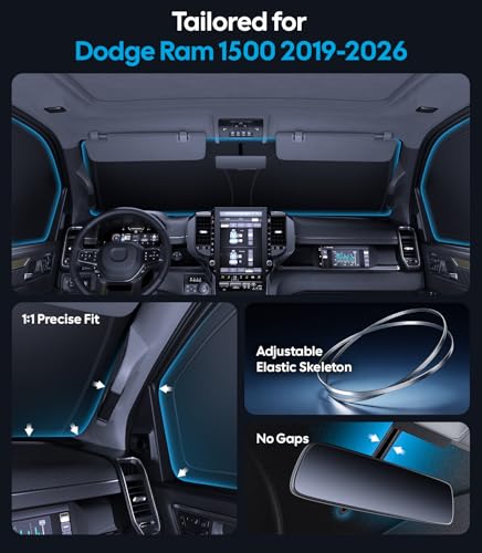 2026 6PC Full Set Window Sunshade for Dodge Ram 1500 2019 (6 Count)