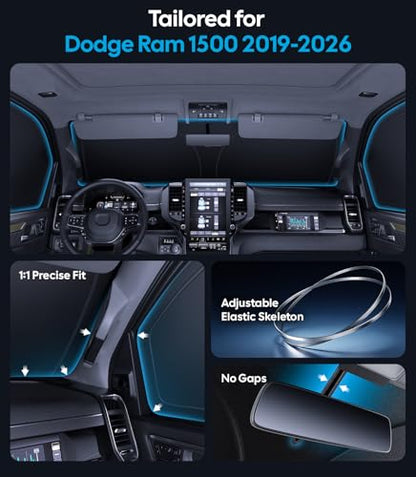 2026 6PC Full Set Window Sunshade for Dodge Ram 1500 2019 (6 Count)
