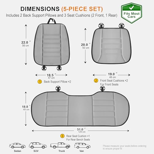 5 Piece Car Seat Cushion Set with Back Support (5 Count)