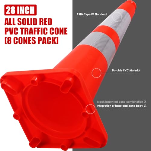 Overall Fluorescent Orange Red Integrated Traffic Cones