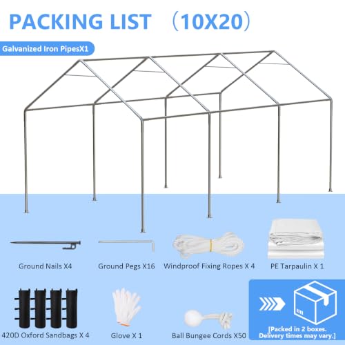 10x20 FT Enclosed Carport with Roll
