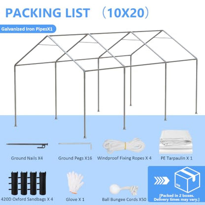 10x20 FT Enclosed Carport with Roll