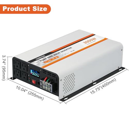 3000W Pure Sine Wave Inverter 24V DC to 120V AC