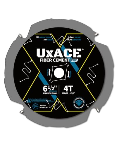 6-1/2-Inch 4-Tooth Circular Saw Blade with 5/8-Inch Arbor, Hardie Blade for Fiber Cement Cutting & Laminate Flooring, Polycrystalline Diamond Tipped(PCD) Saw Blade, Thin Kerf Design