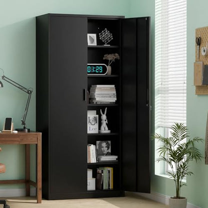 Metal Garage Storage Cabinet with 2 Doors and 5 Adjustable Shelves