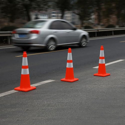 Overall Fluorescent Orange Red Integrated Traffic Cones