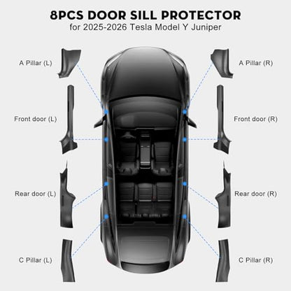 8PCS Door Sill Protectors for Tesla Model Y Juniper [Full Protection (8 Count)