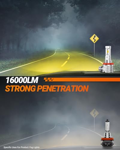 H11 LED Fog Lights Bulbs Yellow or DRL 16000LM Brightness (2 Count)