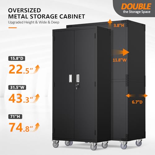 Large Garage Storage Cabinet with 4 Doors