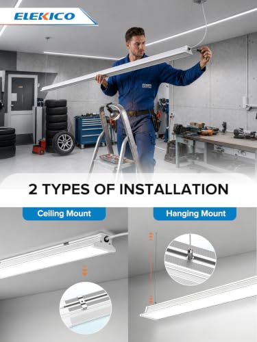 Super Bright 120W 5000K 20000LM Led Shop Lights 8FT Hanging&Surface Mount