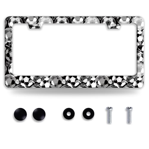 Soccer Ball License Plate Frame Stainless Steel Funny Sports License Holder