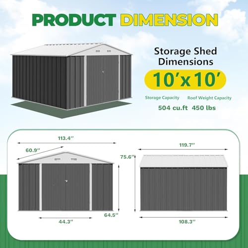 10x10 FT Outdoor Storage Shed