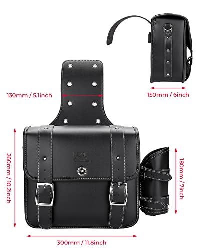 PU Leather 20L Motorcycle Saddlebags with Cup Holder Throw Over (2 Count)