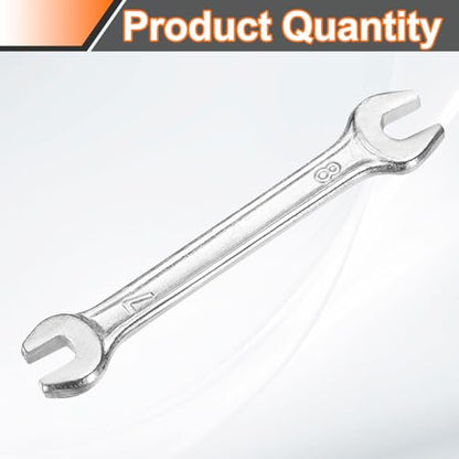 Double Open End Wrench 7mm x 8mm Metric 15 Degree Offset Angle Small Flat Head Wrench Galvanizing Open Ended Spanner for Automotive Repair Furniture Assembly