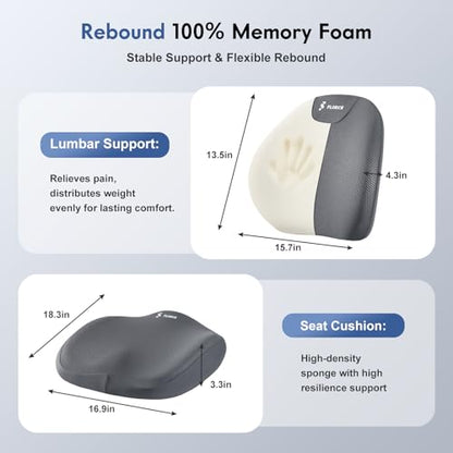 Seat Cushion and Lumbar Support Pillow for Office Chair Car