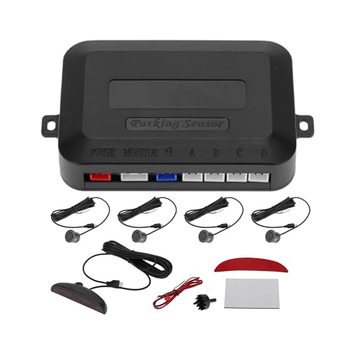 Universal Car Auto Vehicle Reverse Backup Radar System Reverse Parking Sensors Alarm Buzzer Reminder Distance Detection Gray 4Parking Sensors