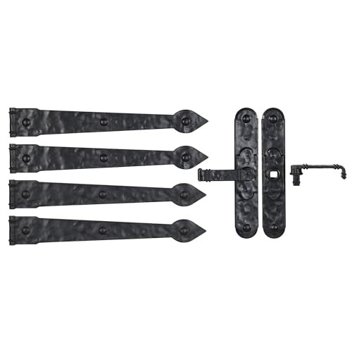 Black Hinge IT Premium Carriage House Lever Handle & Hinge 6 Piece Garage Door Magnet
