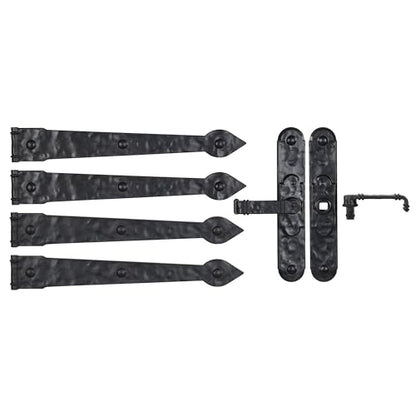 Black Hinge IT Premium Carriage House Lever Handle & Hinge 6 Piece Garage Door Magnet