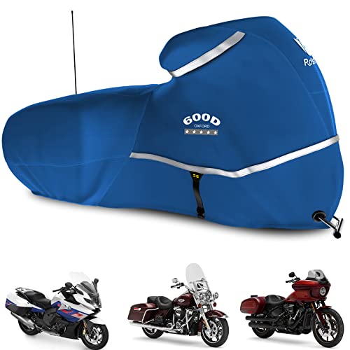 Motorcycle Cover with Side Box Heavy Duty 600D Waterproof for Touring Models Harley Davidson Road King