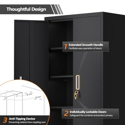 Rolling Metal Storage Cabinet with Adjustable Shelves