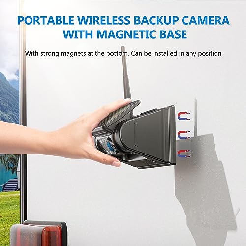2 Magnetic Solar Wireless Backup Camera with 7" 1080P IPS DVR Monitor