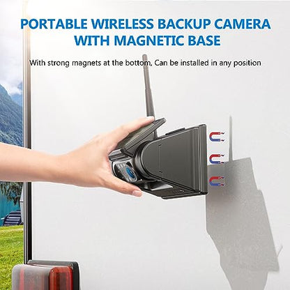 2 Magnetic Solar Wireless Backup Camera with 7" 1080P IPS DVR Monitor