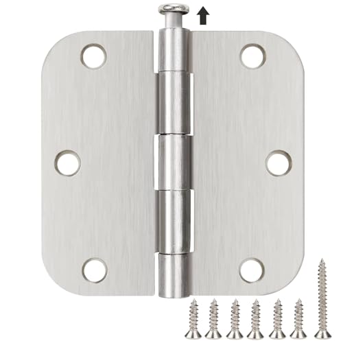 3 1/2" Satin/Brushed Nickel Door Hinges 3.5" 5/8" Rounded 30 Pack