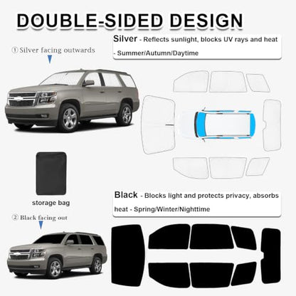 8pcs Sun Shades for Chevy Tahoe 2015 (8 Count)