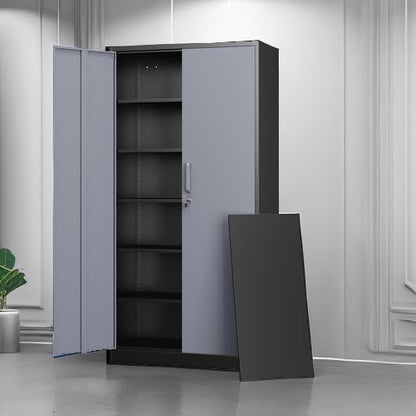 Metal Storage Cabinets with Lock Door and 5 Adjustable Shelves