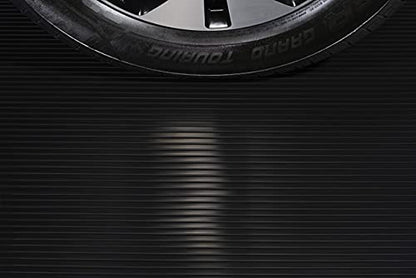 Garage Flooring 8'6" x 24' Midnight Black Ribbed Channel Vinyl Protector Mat