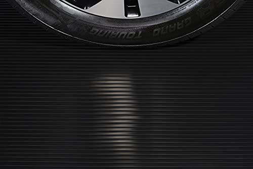 Garage Flooring 8'6" x 22' Midnight Black Ribbed Channel Vinyl Protector Mat