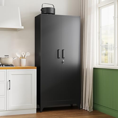 71" H Metal Storage Cabinet with 2 Doors and 4 Shelves