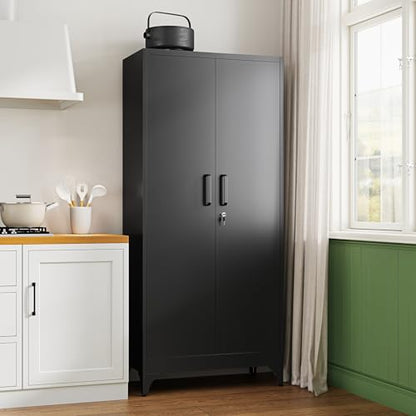 71" H Metal Storage Cabinet with 2 Doors and 4 Shelves