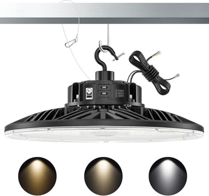 6Pack Commercial Bay Lighting 150W 200W 240W Wattage Adjustable 3000K 4000K 5000K 33600Lumen Waterproof Basement Warehouse Gym UL Listed LED Low Bay Lights