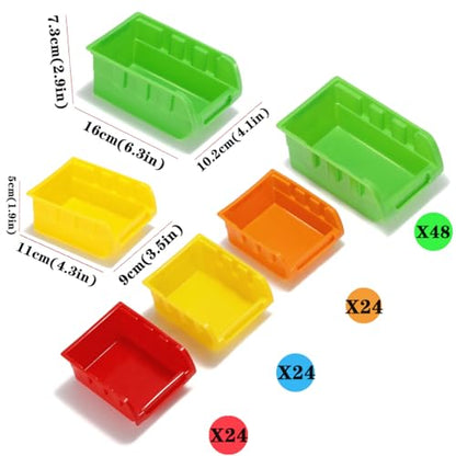 Wall Mounted Storage Bins Parts Rack 4 Colors Bin Organizer Garage Plastic Shop Tool