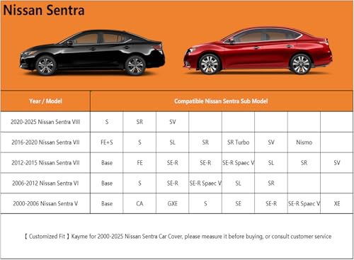 6 Layers Waterproof Car Cover for Nissan Sentra 2000