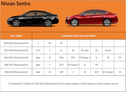 6 Layers Waterproof Car Cover for Nissan Sentra 2000