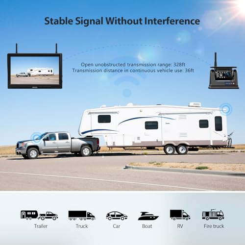 Magnetic Solar Wireless Backup Camera HD 1080P 10" DVR Monitor