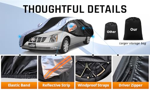 Car Cover Waterproof All Weather with Silver Strip Design